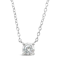 Sterling Silver Cubic Zirconia Round  8 Heart 8 arrow Cut 5mm Necklace 143472