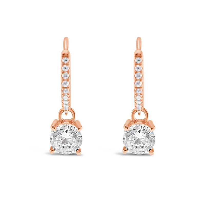 Rosegold Plated Sterling Silver Cubic Zirconia Hoop Earrings 151249