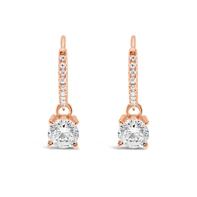Rosegold Plated Sterling Silver Cubic Zirconia Hoop Earrings 151249