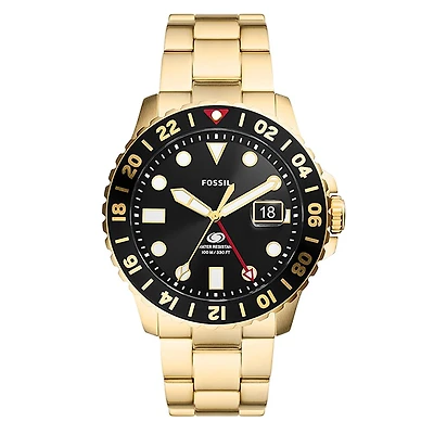 Fossil Blue GMT Gold-Tone Stainless Steel Watch 152910