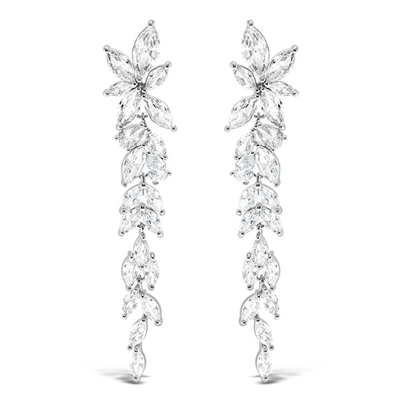Bridal Silver Cubic Zirconia Drop Earrings 145936