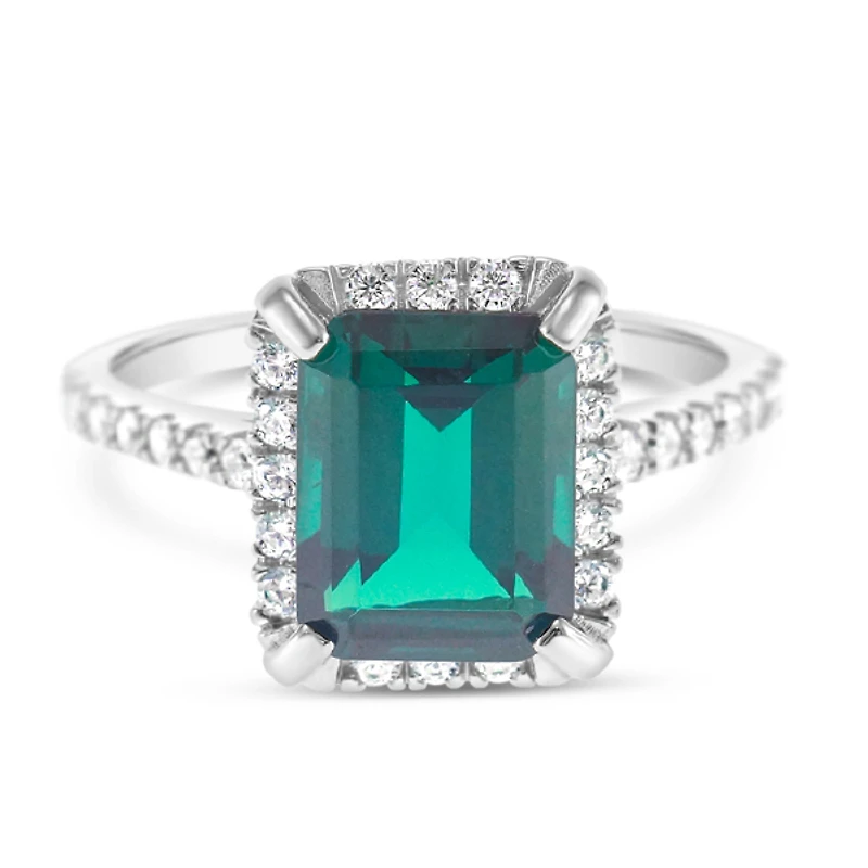 Sterling Silver Emerald Cubic Zirconia Ring