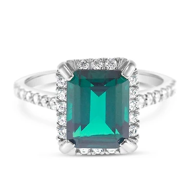Sterling Silver Emerald Cubic Zirconia Ring