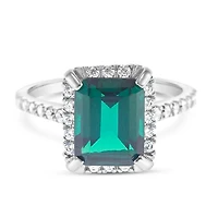 Sterling Silver Emerald Cubic Zirconia Ring