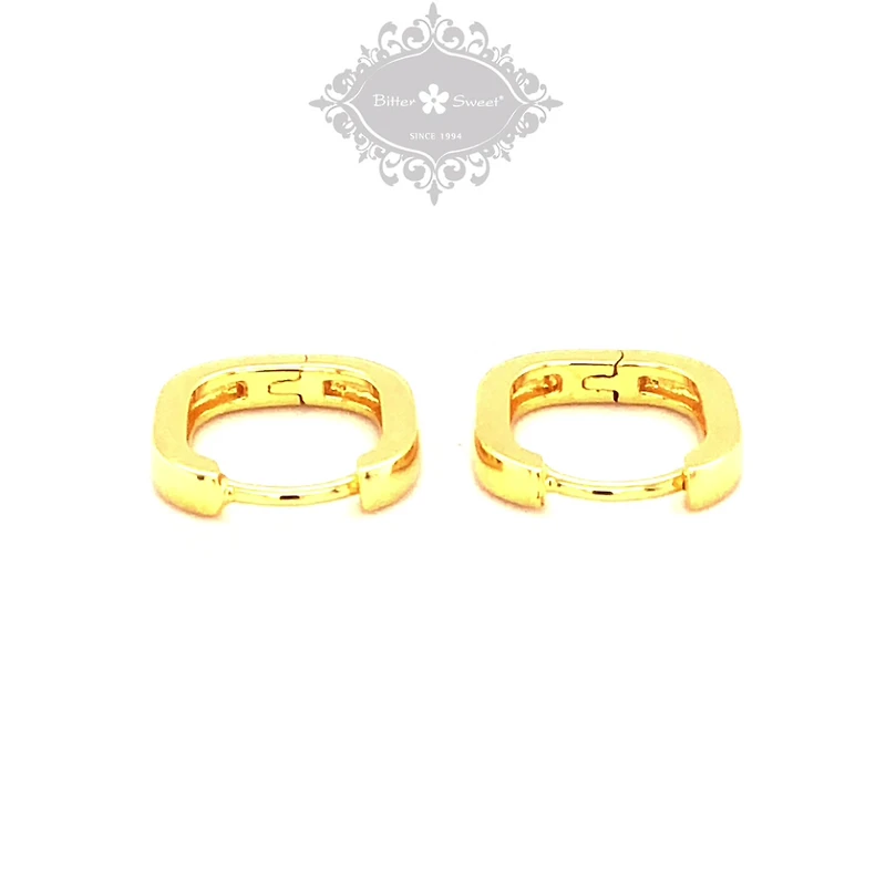 Gold Plated Sterling Silver Plain Square Huggies 143543