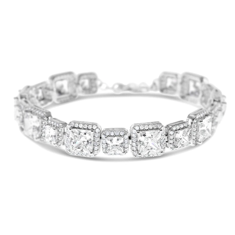 Sterling Silver Square Cubic Zirconia Tennis Bracelet 125090