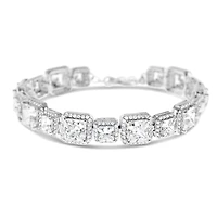 Sterling Silver Square Cubic Zirconia Tennis Bracelet 125090