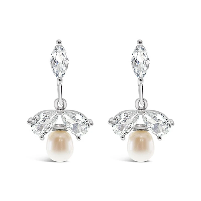 Bridal Pearl Cubic Zirconia Necklace & Earrings Set 145915