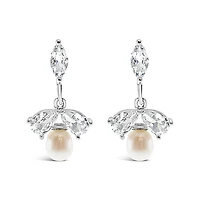 Bridal Pearl Cubic Zirconia Necklace & Earrings Set 145915