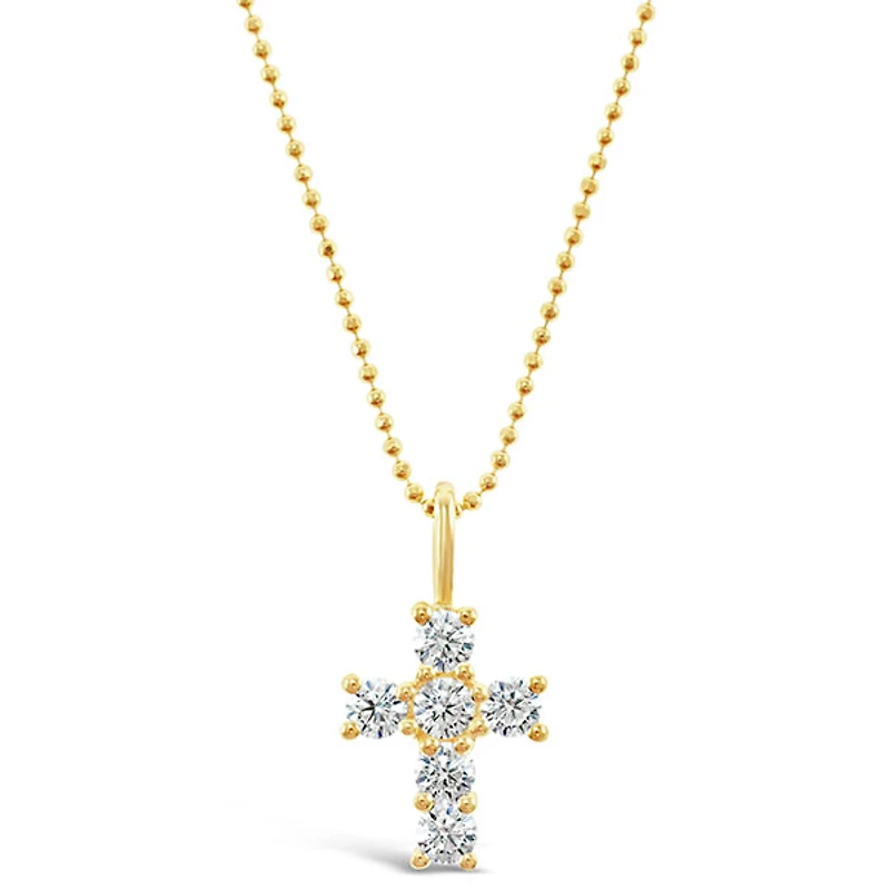 Gold Plated Sterling Silver Cubic Zirconia Cross Necklace 146431
