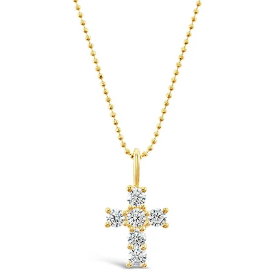Gold Plated Sterling Silver Cubic Zirconia Cross Necklace 146431