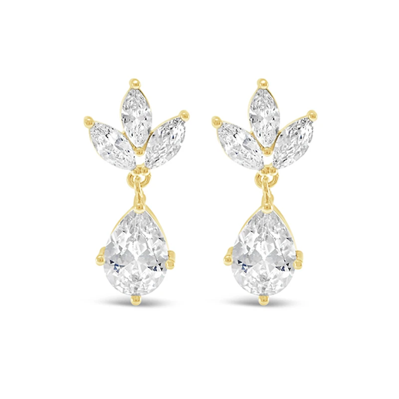 Bridal Gold Cubic Zirconia Necklace & Earrings Set