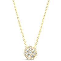 Gold Plated Sterling Silver Flower Cubic Zirconia Necklace