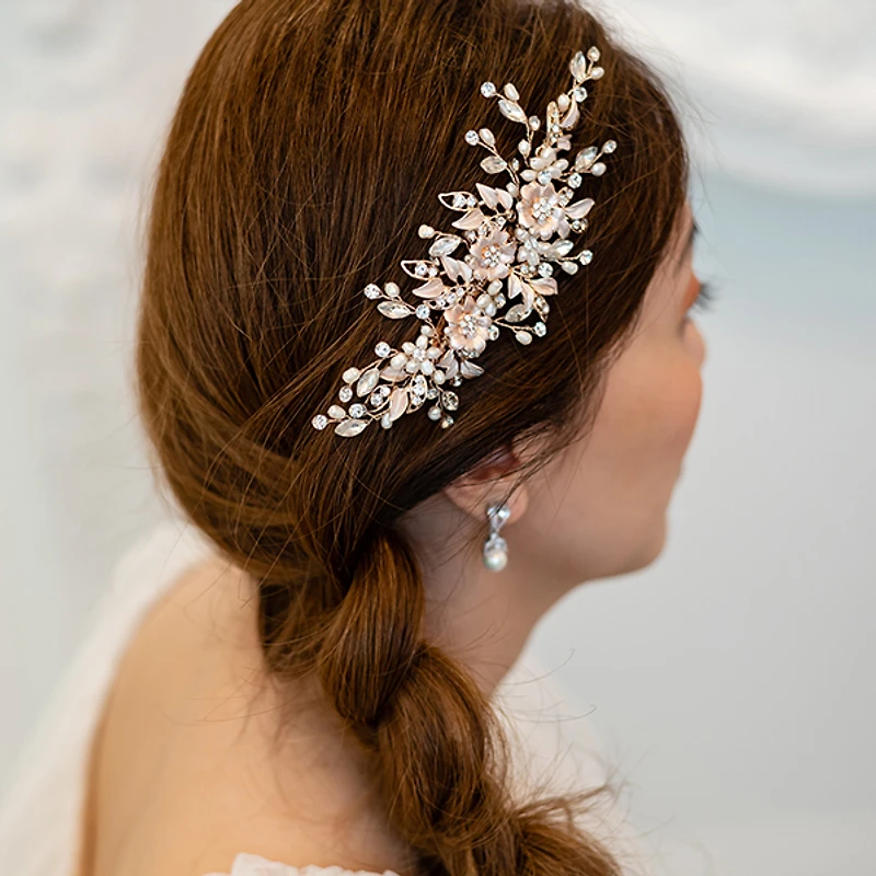 Bridal Flower Wire Rosegold Hairclip 146378