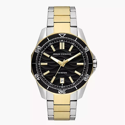 Armani Exchange Three-Hand Date Two-Tone Stainless Steel Watch