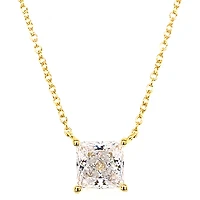 Gold Plated Sterling Silver Cubic Zirconia Princess Cut Necklace 143479