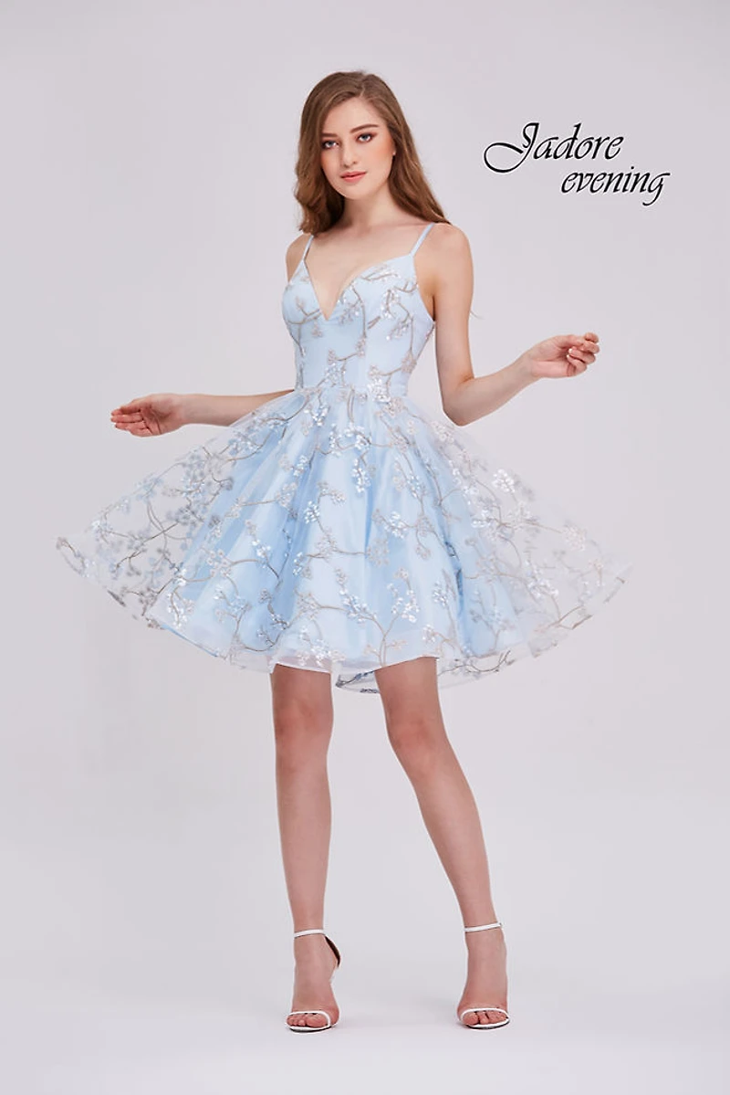 V-Neck Floral Lace Dress