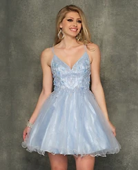 Floral Embroidered Bodice Cocktail Dress