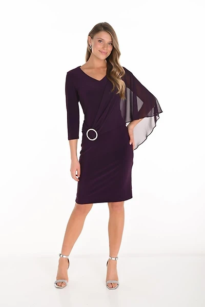 Belted Waist Jewel Accent Bodycon Dress