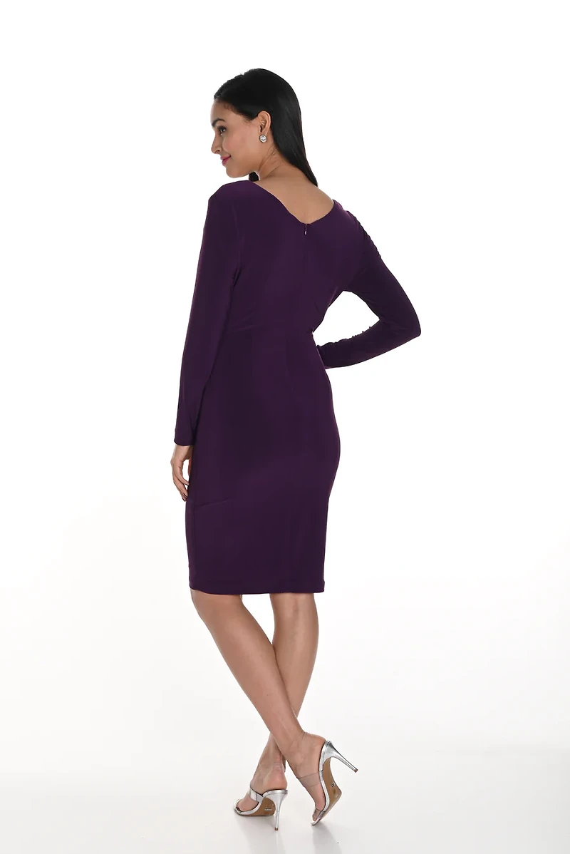 Rhinestone Buttons Wrap Style Knit Dress