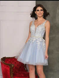 Pearl Waistband Cocktail Gown