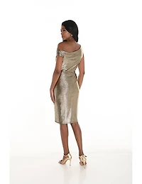 Metallic Gold/Black One Shoulder Dress