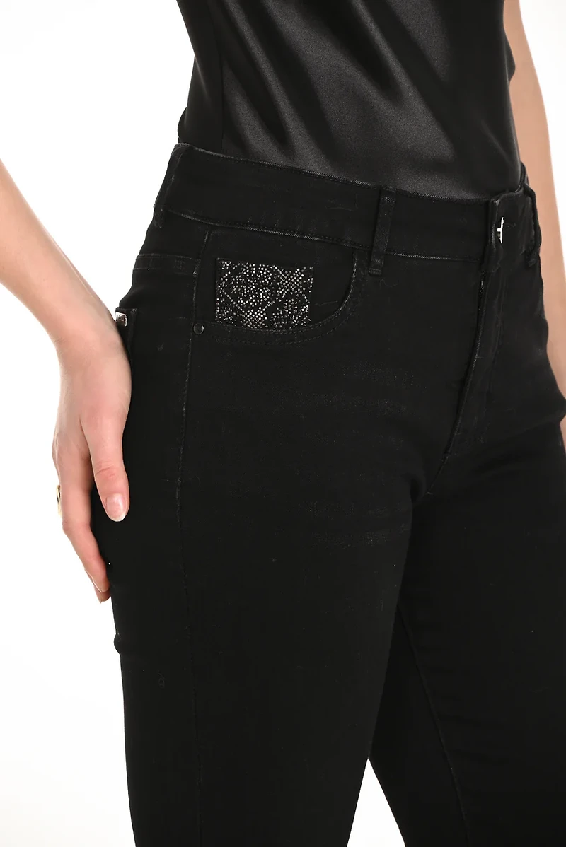 Ankle-Length Embellished Hem Jeans