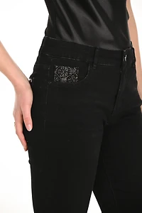 Ankle-Length Embellished Hem Jeans
