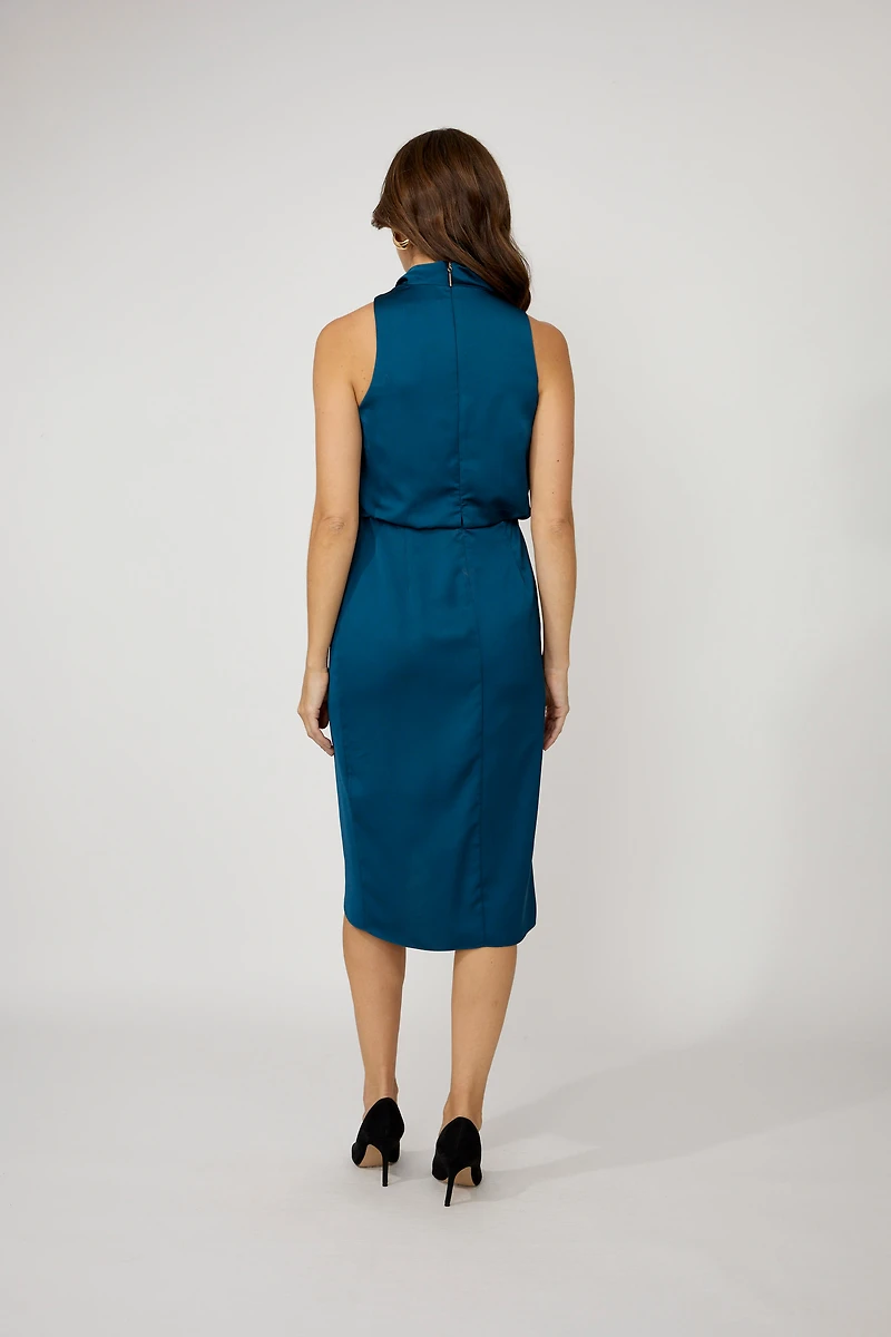 Cowl Neckline Midi Dress