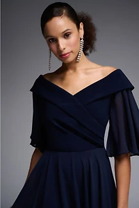 Off-Shoulder Flutter Sleeves Dress