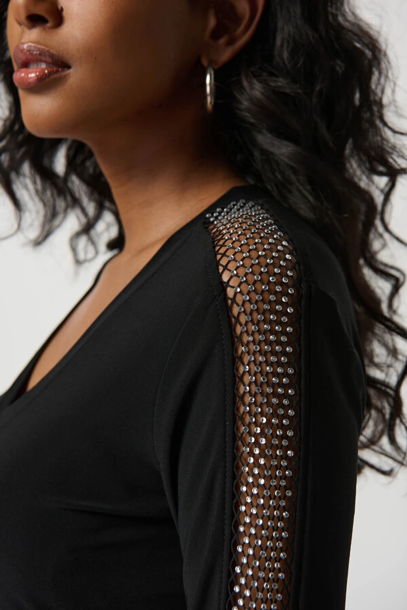 Mesh Rhinestone Inserts Top