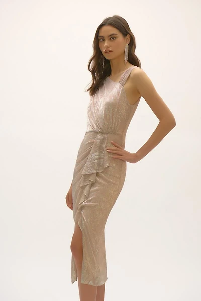 Abstract Print Cascading Dress