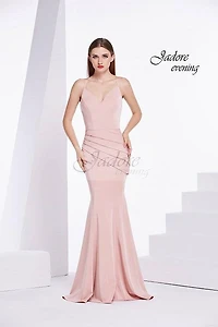Satin Plunging V-neck Trumpet Dress