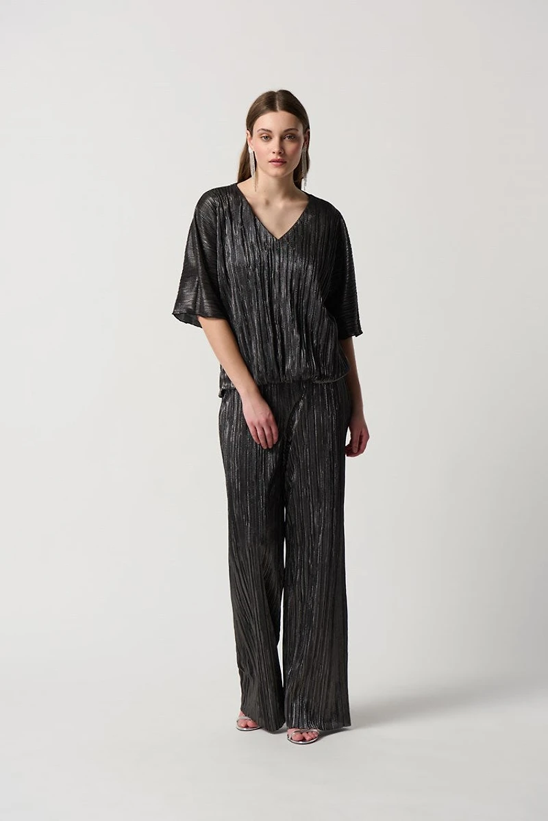 V-Neckline Metallic Top