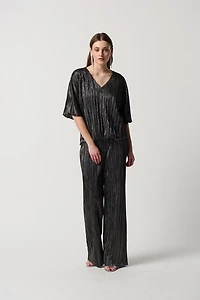 V-Neckline Metallic Top