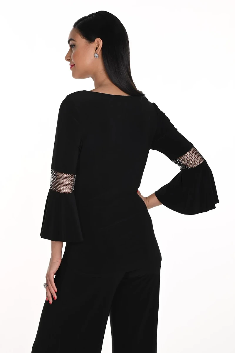 Cowl Neckline Flare Sleeves Top