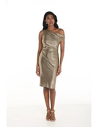 Metallic Gold/Black One Shoulder Dress
