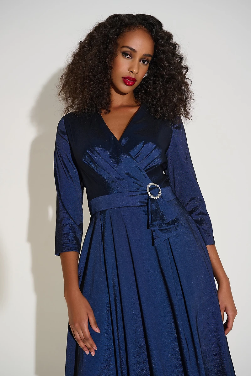 Front Sash Satiny Taffeta Dress
