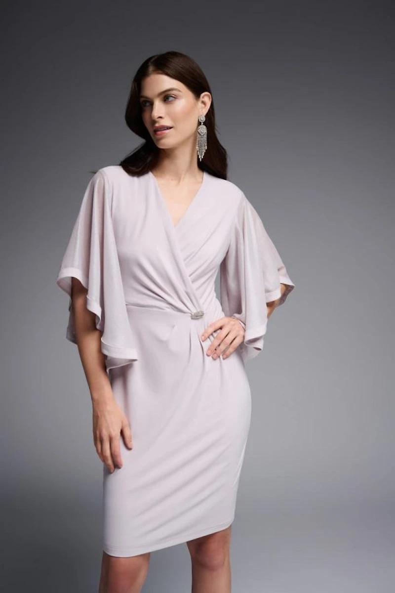 Ruffle Sleeves Wrap Sheath Dress