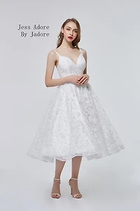 Glitter Tulle Tea Length Gown