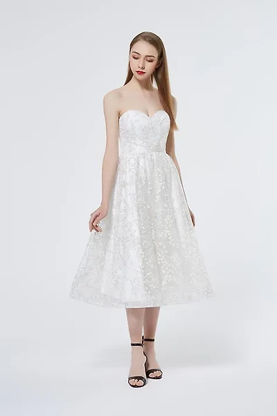 Glitter Tulle Strapless Sweetheart A-line Gown