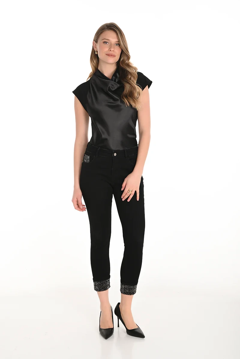 Ankle-Length Embellished Hem Jeans
