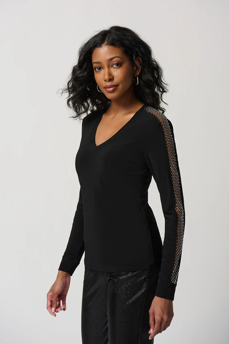 Mesh Rhinestone Inserts Top