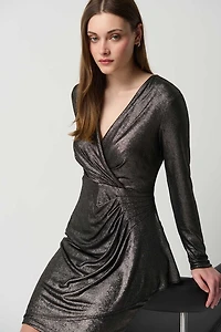 Metallic Wrap Style Dress