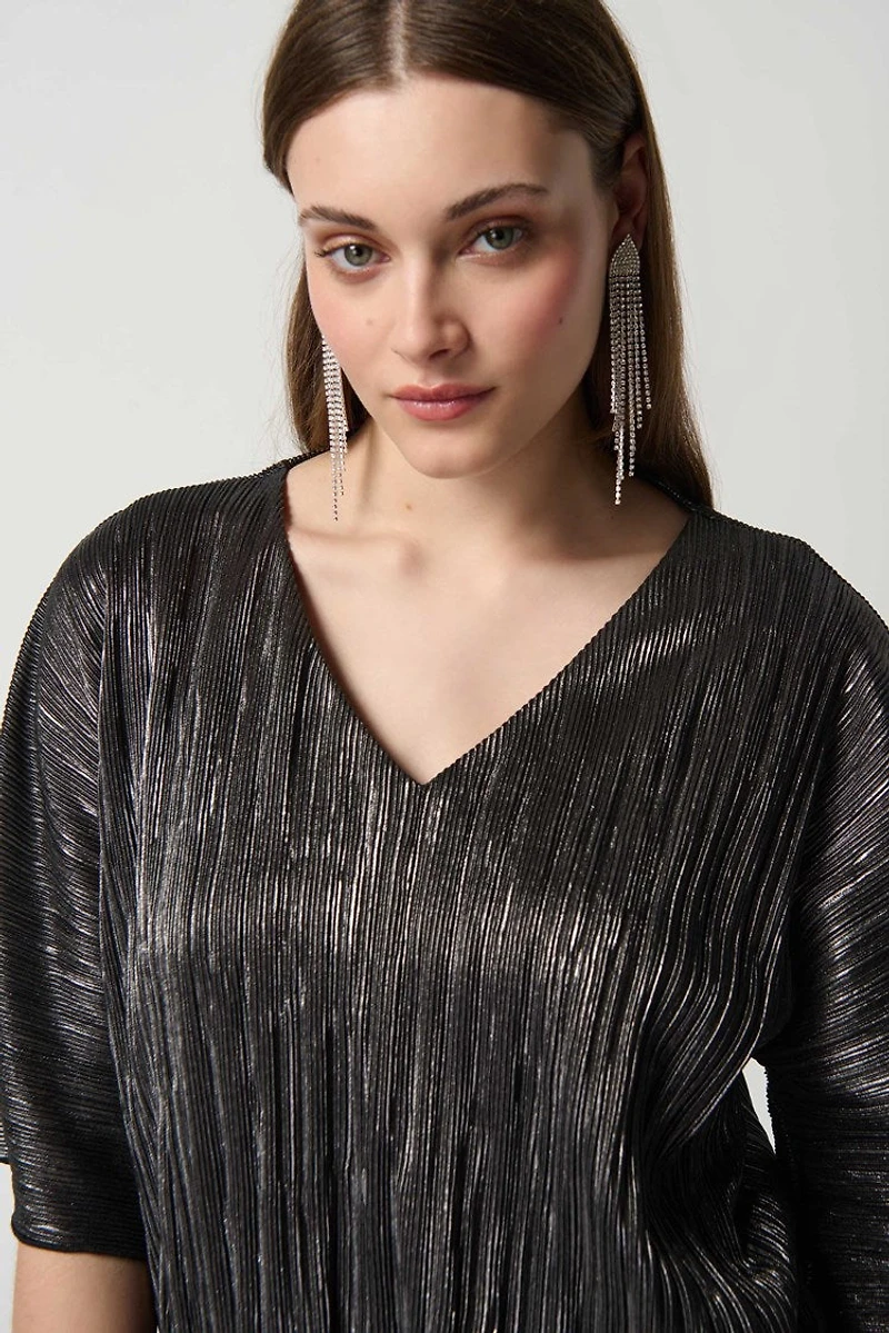 V-Neckline Metallic Top