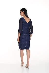 V-Neck Sheer Flutter Sleeves Dress