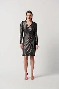 Metallic Wrap Style Dress