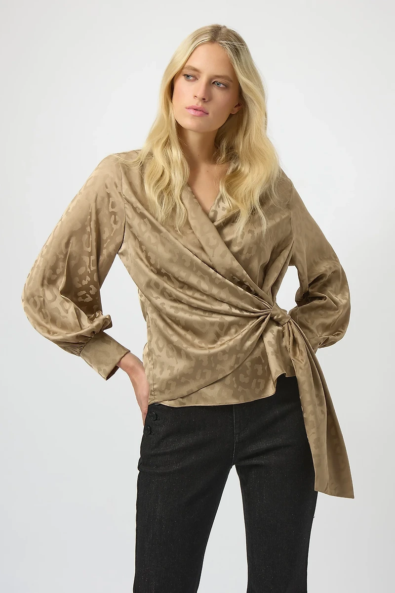 Leopard Pattern V-Neckline Top