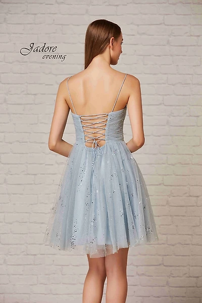 Glitter Lace-Up Back Dress