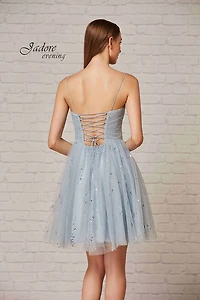 Glitter Lace-Up Back Dress